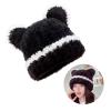 BWANGIAO Bear Hat Oversized Warm Bonnet New Year Photo Props Thick Winter Hat Adults Children Furry Bear Ears Y2K Girls, dark khaki, Approx.56-58cm/22.05-22.83in view 2