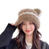 BWANGIAO Bear Hat Oversized Warm Bonnet New Year Photo Props Thick Winter Hat Adults Children Furry Bear Ears Y2K Girls, dark khaki, Approx.56-58cm/22.05-22.83in view 3