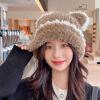 BWANGIAO Bear Hat Oversized Warm Bonnet New Year Photo Props Thick Winter Hat Adults Children Furry Bear Ears Y2K Girls, dark khaki, Approx.56-58cm/22.05-22.83in view 4