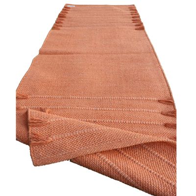 Cotton Yoga Mat - Eco-Friendly Hand-Woven Rug - Non Slip & Thick (24x72x5mm) for Everyday Fitness at Home - Comfortable Extra-Long (Orange)