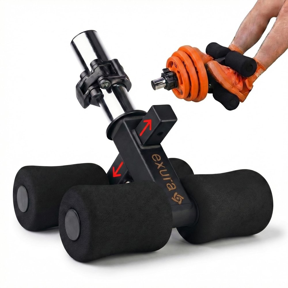 Exura Tib Bar Adjustable Tibialis Trainer for ATG & Knees Over Toes, Fits 1 and 2 Plates, Tibialis Bar for Shin, Ankle & Lower Leg Strength, Calf Raise & Leg Extension Workouts
