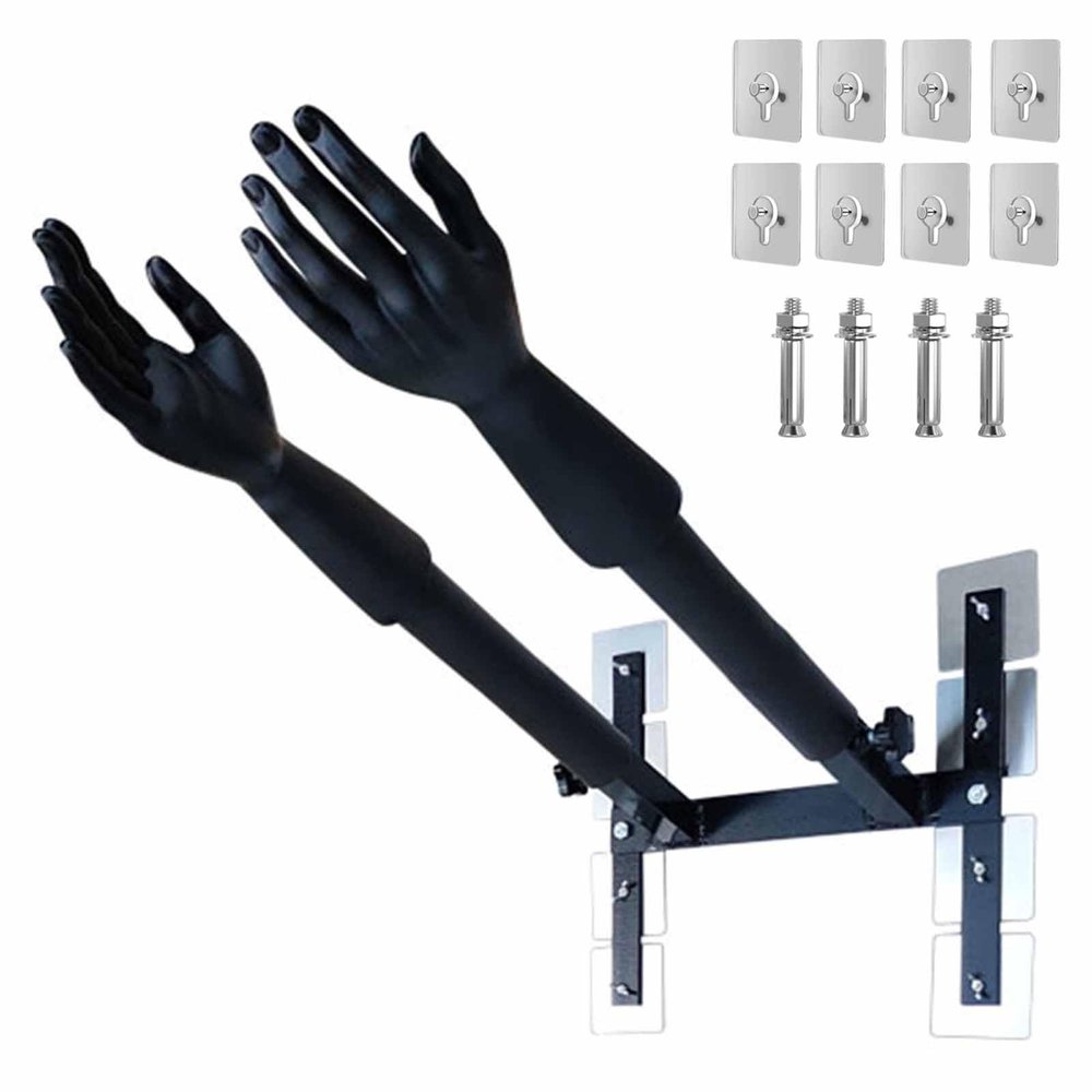 ZGFUSVFD Wing Chun Dummy Spring Arms Martial Arts Training Equipment, Wall Mounted Wing Chun Dummies Trainer, Black Kung Fu Practice Device with Fitting, Easy to Install