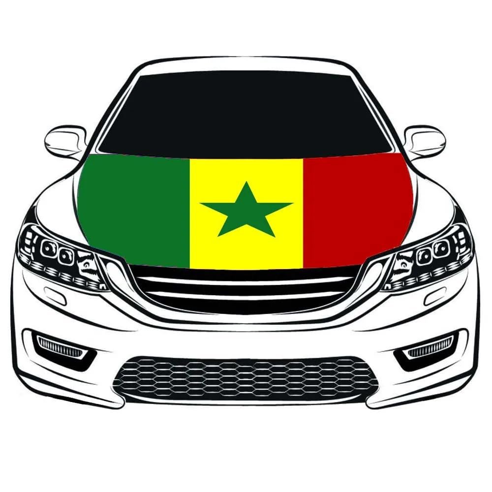 Car Hood Cover With Republic Of Senegal National Flag - Green Star Elastic Washed Polyester Fabrics Car Hood Protector Suitable 3.35Ft Car Bonnet Banner For Suv Pickup Trucks,Flag,Suitable