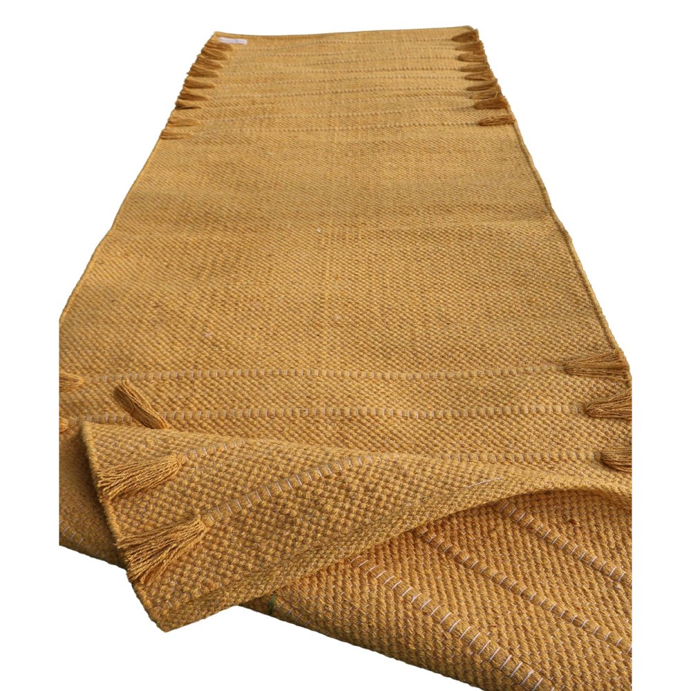 Cotton Yoga Mat - Eco-Friendly Hand-Woven Rug - Non Slip & Thick (24x72x5mm) for Everyday Fitness at Home - Comfortable Extra-Long (Yellow)