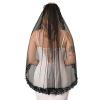 Veil Lace Veils Head Wedding Hair Accessories Black Wedding Veil Headscarf Lace Black Veil view 3