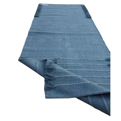 Cotton Yoga Mat - Eco-Friendly Hand-Woven Rug - Non Slip & Thick (24x72x5mm) for Everyday Fitness at Home - Comfortable Extra-Long (Prussian - Blue)