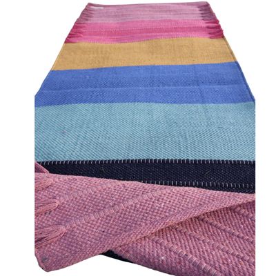 Cotton Yoga Mat - Eco-Friendly Hand-Woven Rug - Non Slip & Thick (24x72x5mm) for Everyday Fitness at Home - Comfortable Extra-Long (Multicolor-09)