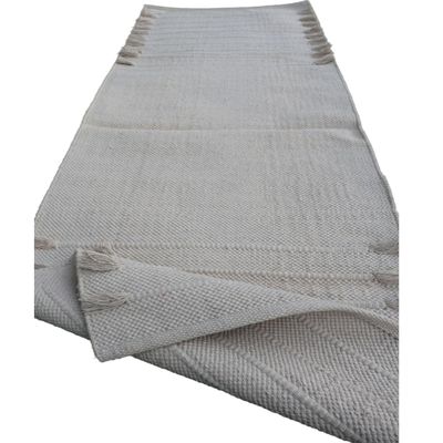 Cotton Yoga Mat - Eco-Friendly Hand-Woven Rug - Non Slip & Thick (24x72x5mm) for Everyday Fitness at Home - Comfortable Extra-Long (White Gradient)