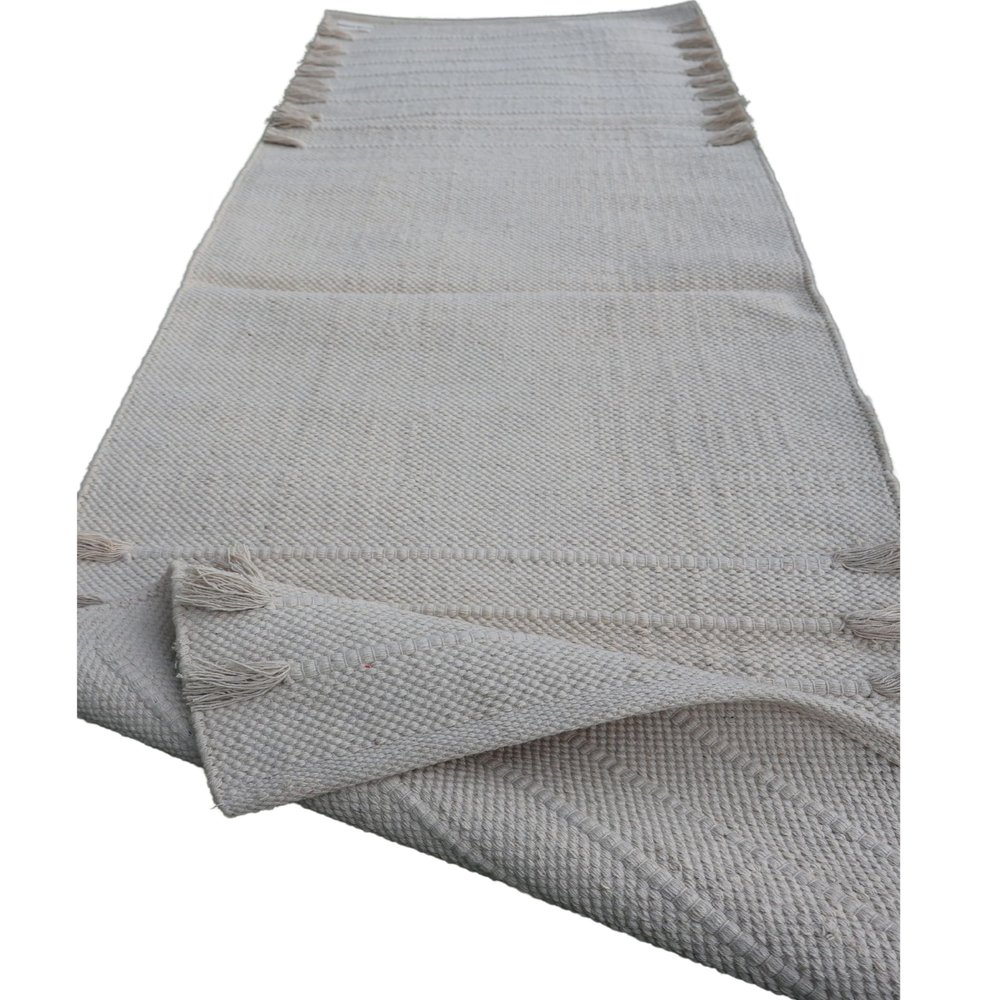 Cotton Yoga Mat - Eco-Friendly Hand-Woven Rug - Non Slip & Thick (24x72x5mm) for Everyday Fitness at Home - Comfortable Extra-Long (White Gradient)