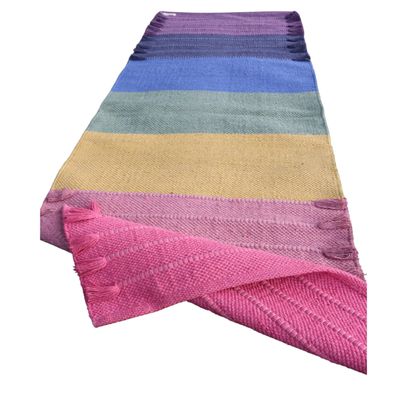 Cotton Yoga Mat - Eco-Friendly Hand-Woven Rug - Non Slip & Thick (24x72x5mm) for Everyday Fitness at Home - Comfortable Extra-Long (Multicolor-05)