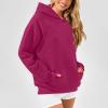 Akklian Womens Casual Hoodies 2024 Fashion Sweatshirt Long Sleeve Sweaters Pullover Tops 2024 Fall Trendy Outfits with Pocket Hot Pink view 4