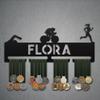 Bafidica Personalized Triathlon Metal Medal Hanger Rack Custom Swim Bike Run Metal Medal Holder Customizable Triathlete Woman Medal Display Rack Sport Metal Medal Frame (White, 27.55 Inch - 2 Hanger) view 2