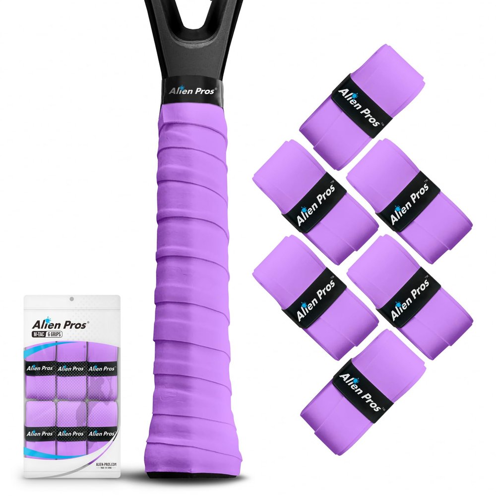 ALIEN PROS New Model M-Tac Tennis Racket Grip Tape (6 Grips) Tennis Overgrip Grip Tape Tennis Racket Tac Feel Tennis Grip  Wrap Your Racquet for High Performance (6 Grips) (Purple)