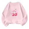Akklian Cute Sweatshirt for Women Cherry Bow Print Long Sleeve Kawaii Pullover Oversized Loose Teen Girl Preppy Clothes Pink view 1