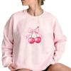 Akklian Cute Sweatshirt for Women Cherry Bow Print Long Sleeve Kawaii Pullover Oversized Loose Teen Girl Preppy Clothes Pink view 4