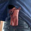 Leather Paddle Holster OWB with Retention Strap Fits Pietta 1851 .44 Caliber Navy Snub Nose Black Powder Revolver 3" Barrel, Right Hand Draw, Brown Color #1665# view 2