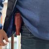 Leather Paddle Holster OWB with Retention Strap Fits Pietta 1851 .44 Caliber Navy Snub Nose Black Powder Revolver 3" Barrel, Right Hand Draw, Brown Color #1665# view 3
