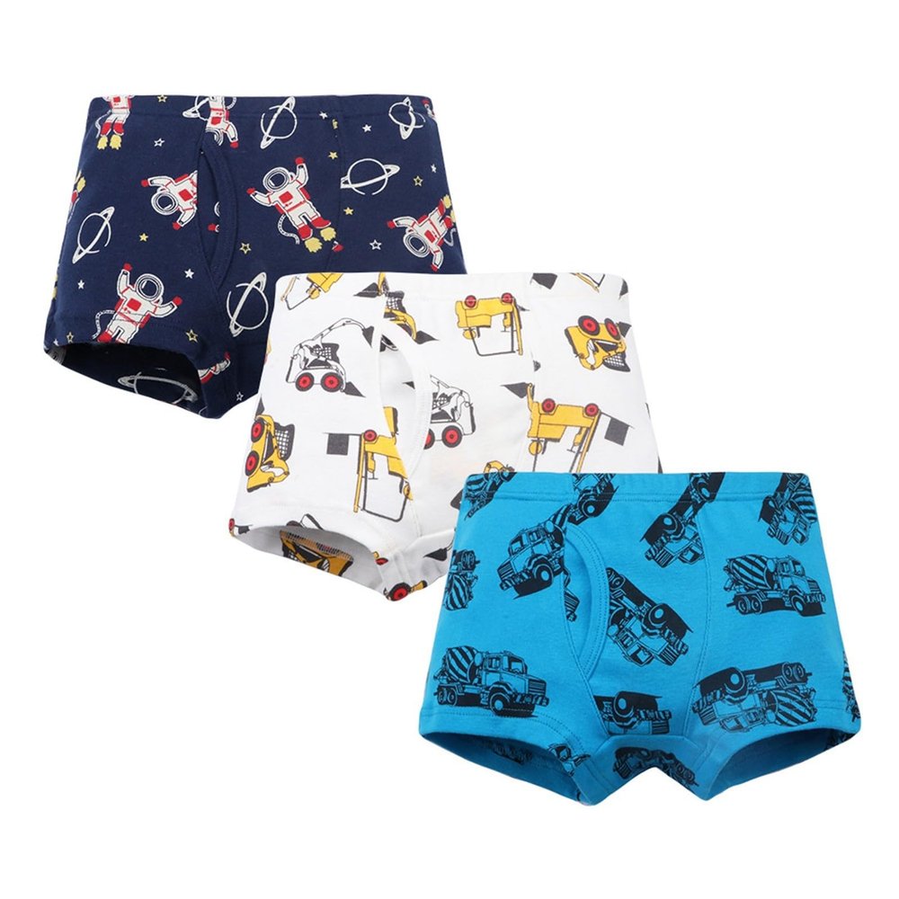 3 Pack Boys Boxer Briefs Baby Soft Cotton Toddler Underwear Children Truck Panties Various cute (Blue, 2-3 Years)