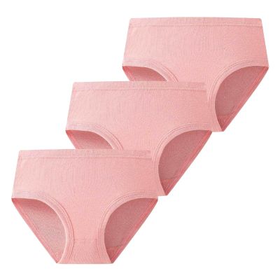 Toddler Underwear Little Girl Cotton Knit Brief, Hipster, Teen Seamless Panties Solid Color 3 Pack (Pink, 6-7 Years)