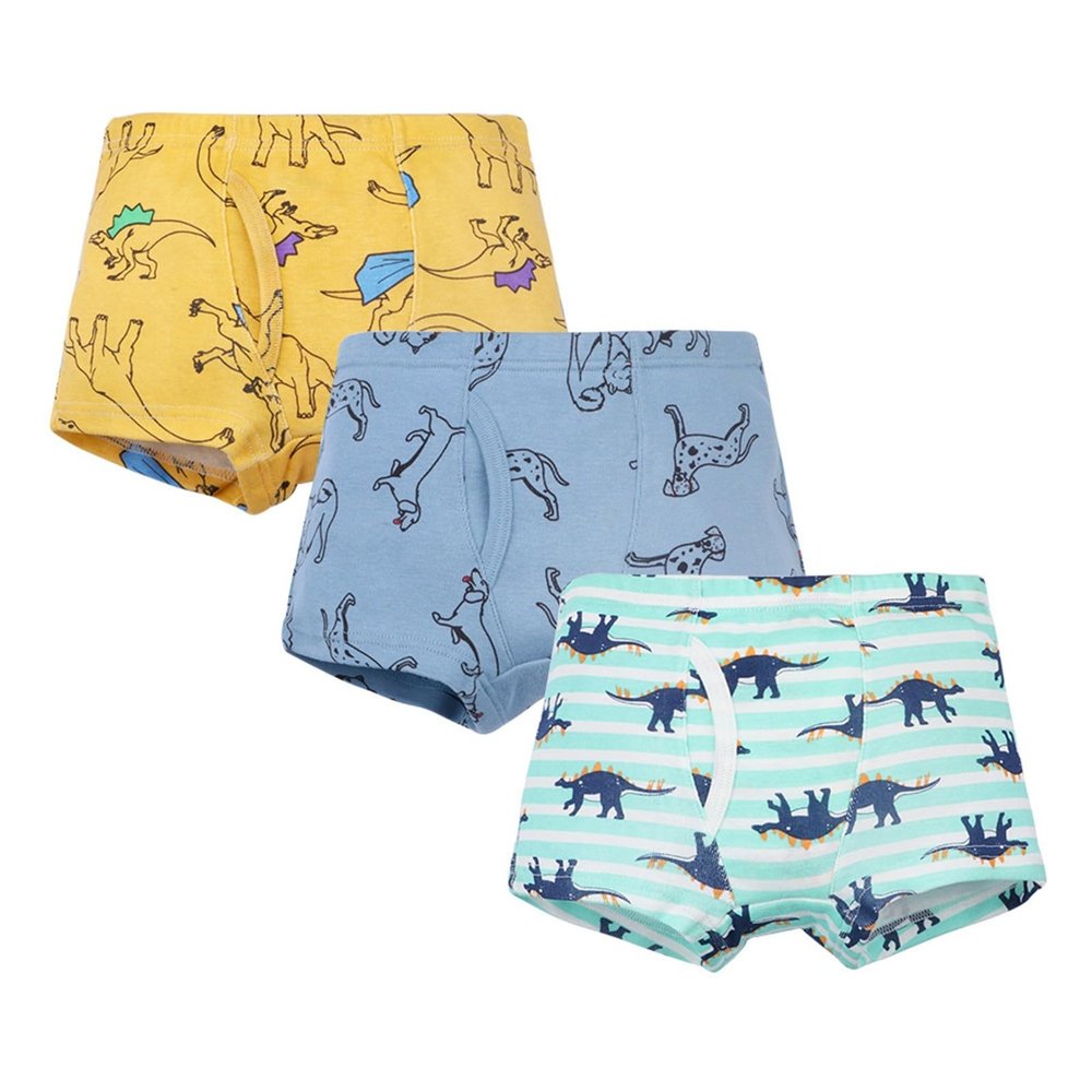 3 Pack Boys Boxer Briefs Baby Soft Cotton Toddler Underwear Children Truck Panties Various cute (Yellow, 4-5 Years)