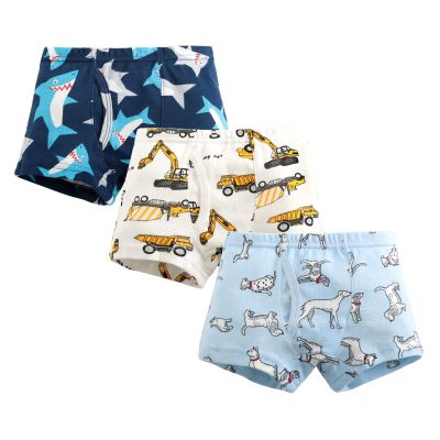 3 Pack Boys Boxer Briefs Baby Soft Cotton Underwear Little Boys Dinosaur Briefs Toddler Undies (Blue, 5-6 Years)