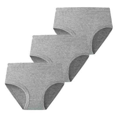 Toddler Underwear Little Girl Cotton Knit Brief, Hipster, Teen Seamless Panties Solid Color 3 Pack (Grey, 9-10 Years)