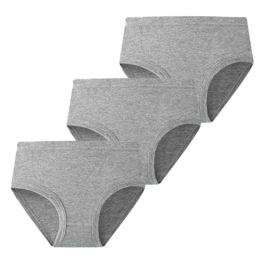 Toddler Underwear Little Girl Cotton Knit Brief, Hipster, Teen Seamless Panties Solid Color 3 Pack (Grey, 9-10 Years)