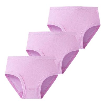 Toddler Underwear Little Girl Cotton Knit Brief, Hipster, Teen Seamless Panties Solid Color 3 Pack (Purple, 7-8 Years)