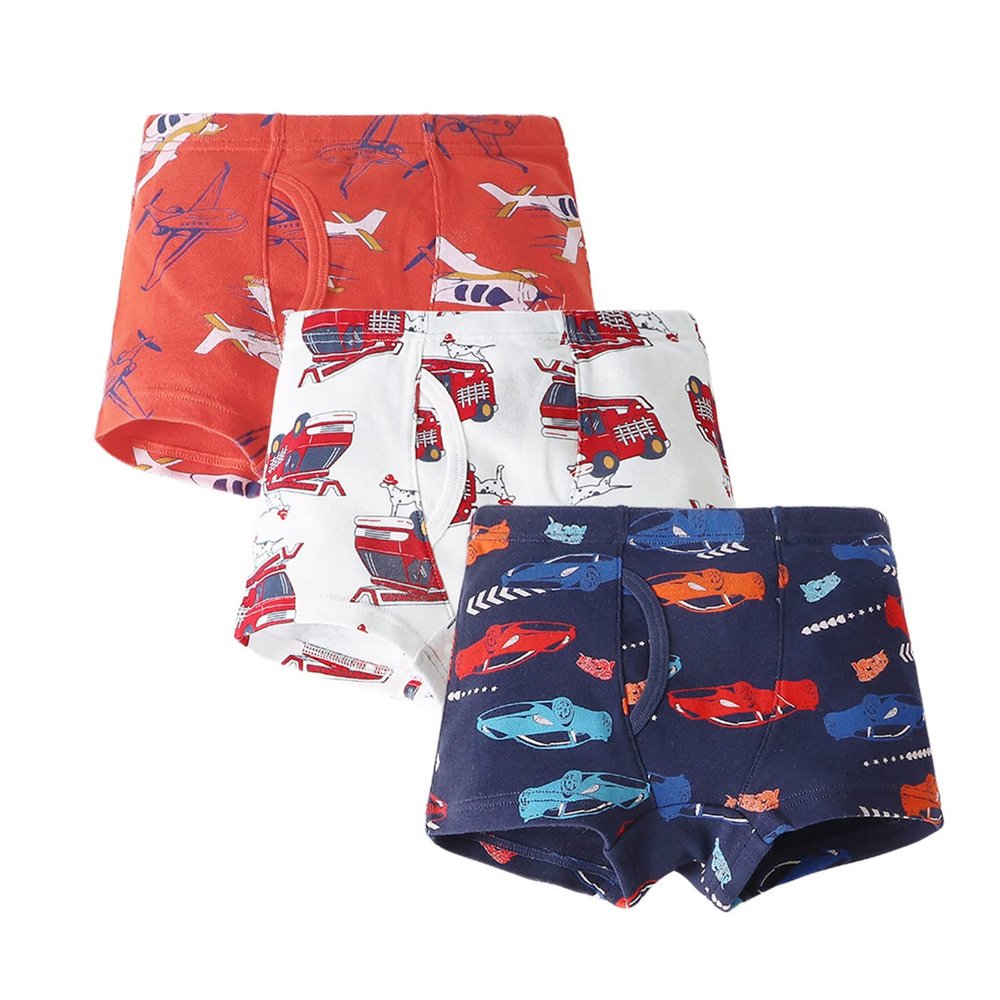3 Pack Cotton Boys Dinosaur Briefs Toddler Boxer Briefs Toddler Underwear for Boys Boxers Kids Toddler (Red, 2-3 Years)
