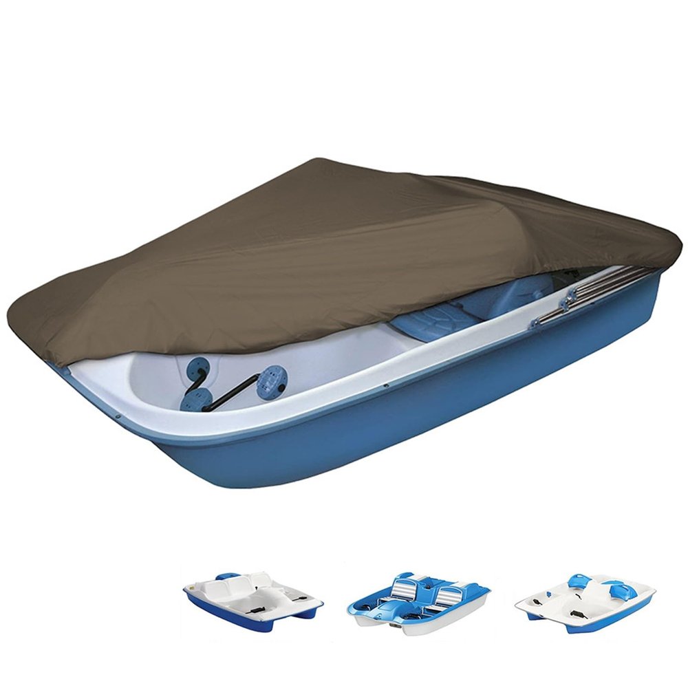 112.6" L X 78.7" W Pedal Boat Cover Large,Paddle Boat Cover 600D Paddle Board Covers for Outdoor Storage Waterproof Sun Dustproof Pedal Board Protector fits 3 or 5 Person Pedal Boat(Brown)