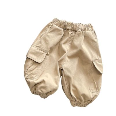 Toddler Baby Girls Cargo Pants Baggy Joggers Solid Elastic Waist Pull on Hiking Athletic Pants (Khaki, 18-24 Months)