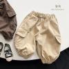 Toddler Baby Girls Cargo Pants Baggy Joggers Solid Elastic Waist Pull on Hiking Athletic Pants (Khaki, 18-24 Months) view 4