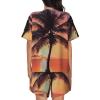 SSIMOO Sunset Palm Women'S Round Neck Short Sleeve Pajama Set,Stylish Comfortable Hort Sleeve Shorts Set Black view 3