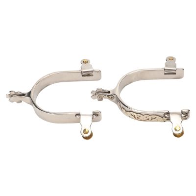 Asixxsix Horse Spurs, 1 Pair Stainless Steel Spurs Vintage Boot Spurs Western Cowboys Spurs with Rotatable Gear for Men Women, Carved Decoration, Small and Portable