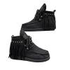 ZJWBB Women's Vintage Cowboy Fringed Ankle Boots,Lightweight Comfy Flat Bottom Increased Combat Booties Outdoor Fringe Western Shoes view 3