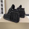 ZJWBB Women's Vintage Cowboy Fringed Ankle Boots,Lightweight Comfy Flat Bottom Increased Combat Booties Outdoor Fringe Western Shoes view 4