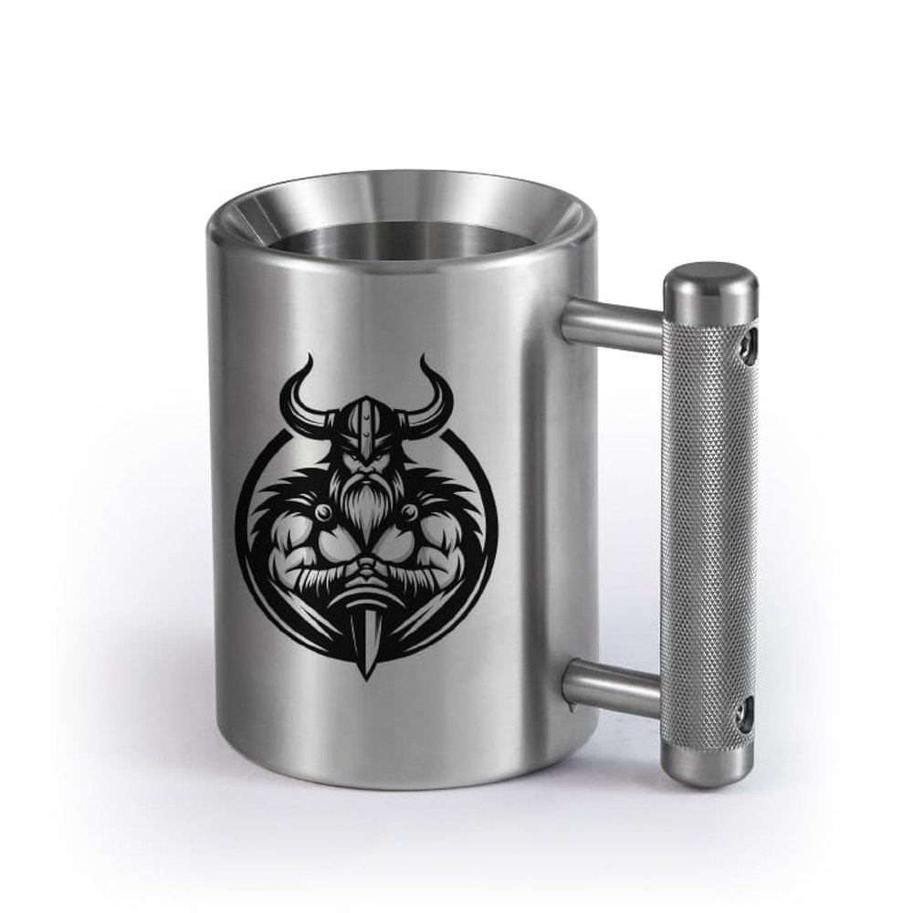 Dumbbell Cup Training Mug (8KG/18lbs) Stainless Steel Weightlifting Mug for water, tea, coffee drinks, Durable workout dumbbell cup for Gym fitness training, Funny Game Gift Sports equipment