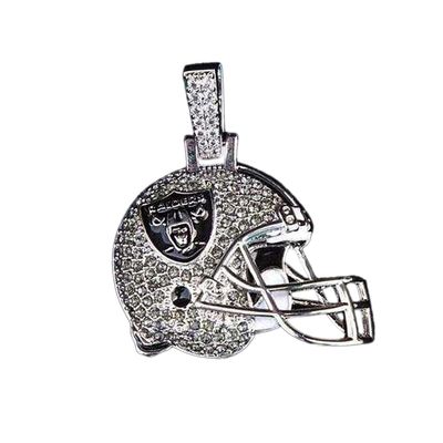 GLD Officially Licensed NFL Sports Team Helmet Pendant - Gold Plated Iced Out Football Necklace Charm - Las Vegas Raiders