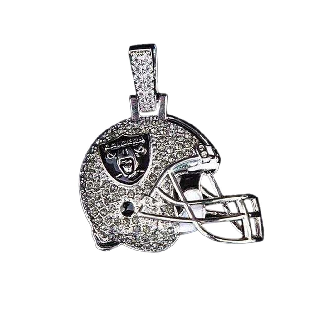 GLD Officially Licensed NFL Sports Team Helmet Pendant - Gold Plated Iced Out Football Necklace Charm - Las Vegas Raiders