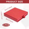 4 Pcs Jewelry Gift Box, 3.53.5x0.7Inch Cardboard Jewelry Boxes, Fancy Necklace Bracelet Earring Drawer Organizer Box, Kraft Empty Jewellery Boxes for Necklace Ring Earring Display Box (Red) view 2