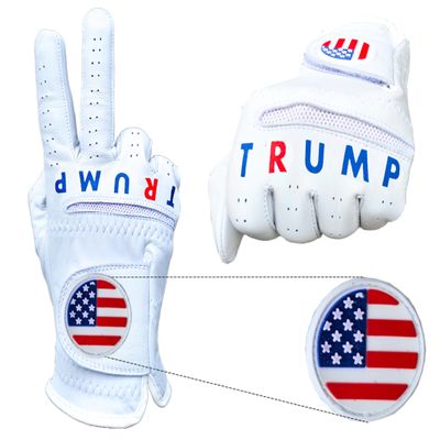 Trump USA Flag Golf Gloves 100% Cabretta Leather President Donald Trump Adult Men's Golf Gloves Biden MAGA Men Left or Rigth Hand (Worn on Left Hand, Small)