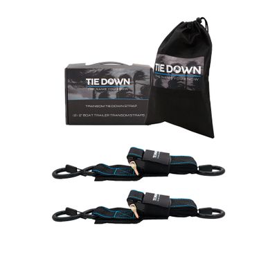 Tie Down | Transom Straps- Breaking Strength 1206lbs - 2" x 48" Boat Trailer Straps - Secure Heavy Loads (2 Straps & Carrying Bag)