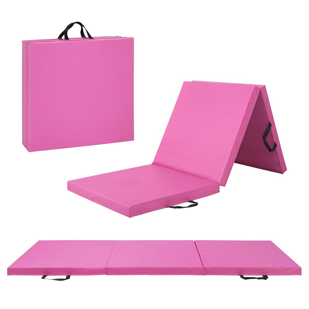 CAP Barbell Folding Exercise Mat  Durable, Anti-Tear, Thick Padding for Fitness, Aerobics, Gymnastics & Home Workouts. 72"L x 24"W x 2"Thick. PINK