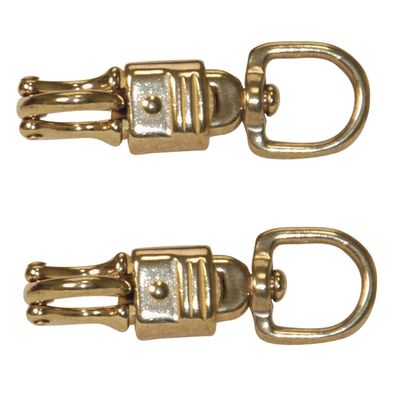 Jeffers Round Eye Swivel Brass Panic Snap, 3/4" x 3-5/8", Quick Release Hook, Horse Tack Snap for Lead Rope, Cross Ties or Chains, Replacement Hardware, Farm Equipment, Stable Supplies - 2 Pack