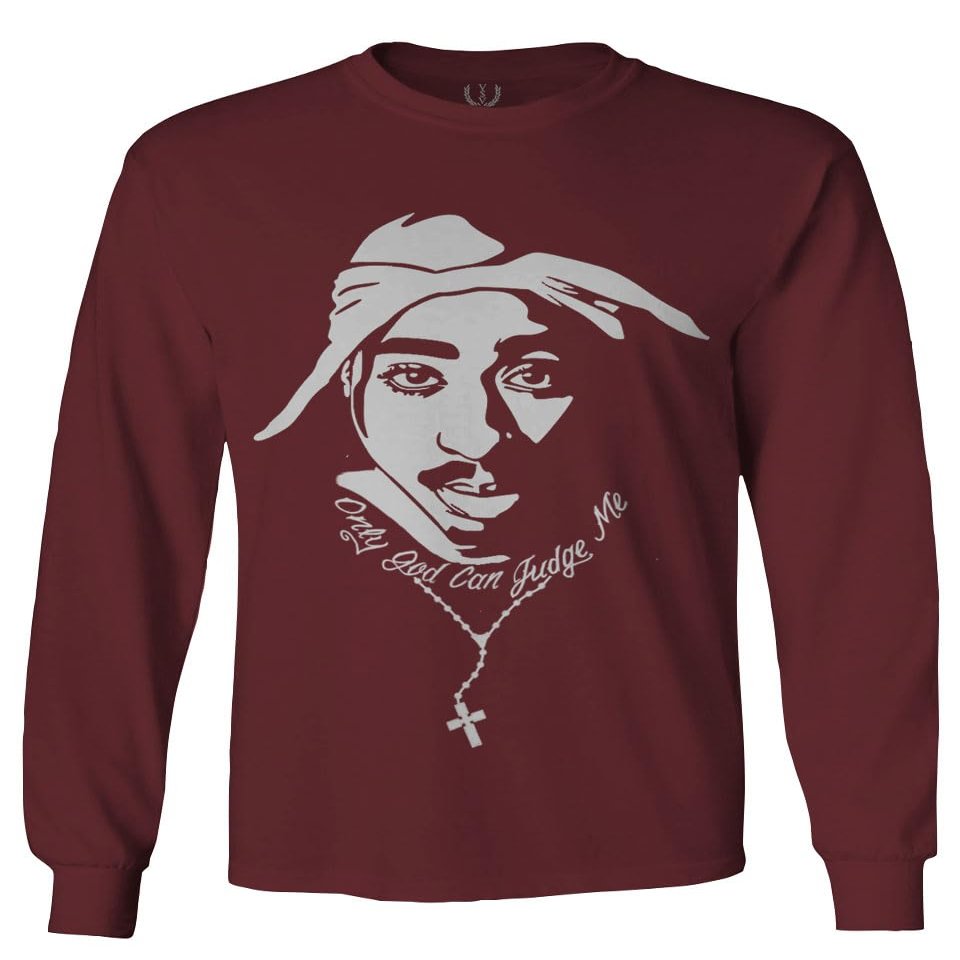 VICES AND VIRTUESS 0572. Street wear Hip Hop Legend Graphic Hipster Swag only can Judge me Men's Long Sleeve t Shirt (Maroon 2X Large)