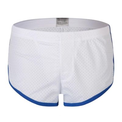 Mens See Through Shorts Sexy Mesh Underwear Split Side Boxer Loose Lounge Breathable Underpants White