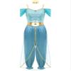 Zaldita Women's Arabian Princess Costume One Piece Harem Pants Jumpsuits Belly Dance Halloween Blue XX-Large view 3