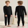 VZV Kids Thermal Underwear Set, Boys Underwear Thermals Set, Fleece Lined Base Layers Top Bottom for Skiing Cold Weather Black view 2