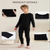 VZV Kids Thermal Underwear Set, Boys Underwear Thermals Set, Fleece Lined Base Layers Top Bottom for Skiing Cold Weather Black view 3