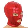 Loodgao UUnisex Men Women Open Eyes Mouth Full Face Mask Hood Latex Shiny Metallic Face Mask Cosplay Costume Red One Size view 3